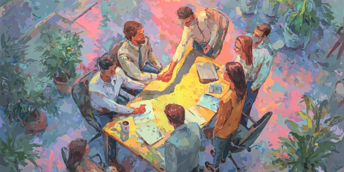 Деловая встреча за столом: документы, блокнот, рукопожатие и мягкий дневной свет - обложка статьи про День кооперации