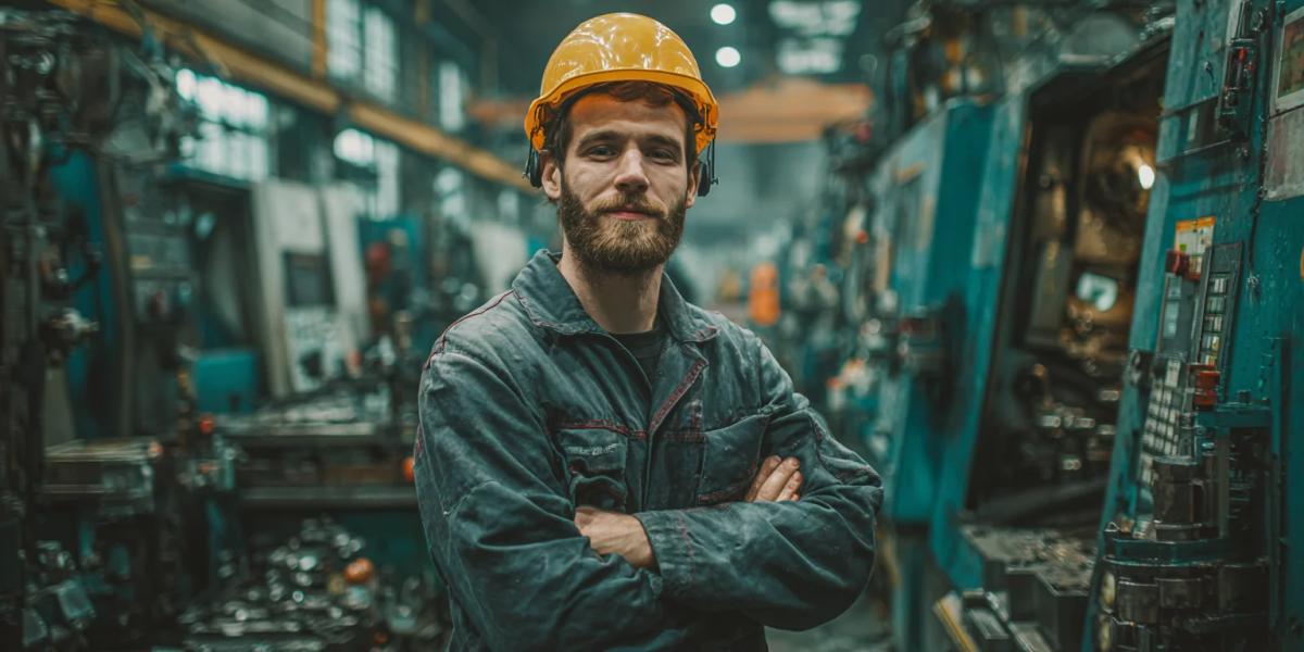 Инженер-конструктор в цехе на фоне сборки крупной техники - обложка статьи про День машиностроителя в Беларуси