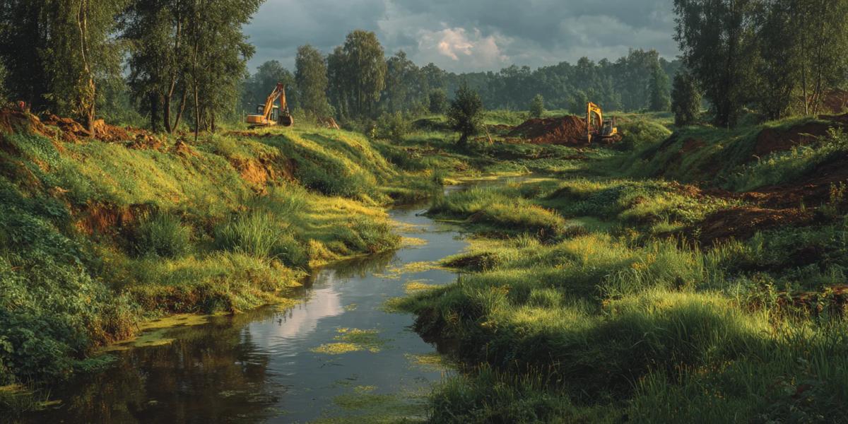 Инженер-мелиоратор у канала в зеленом пейзаже - обложка статьи про День мелиоратора