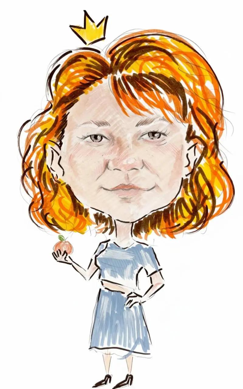 Пример шаржа: рыжеволосая девушка с короной