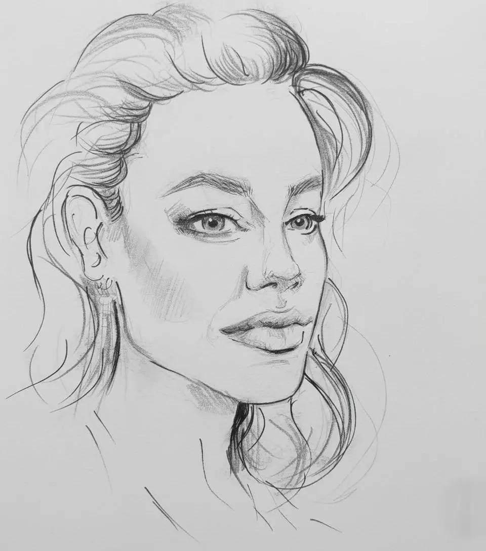 Карандашный скетч в три четверти