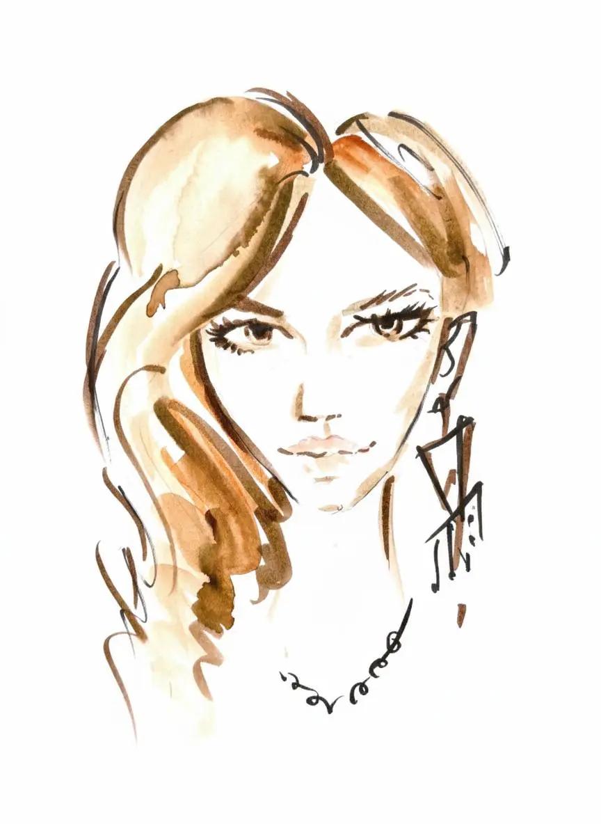 Фэшн-иллюстрация: лицо и серьги