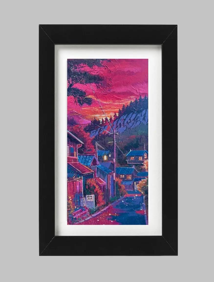 Город в алом свете - пейзаж, акрил, холст, авторская работа Анастасии Суминой, DRЁMA Art Gallery