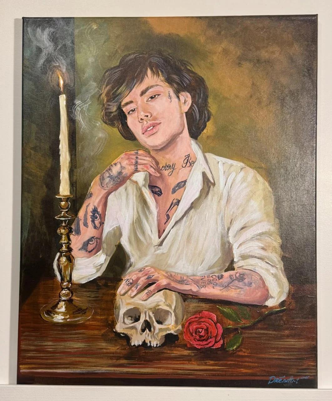 Портрет Xolidayboy - сюжетный портрет, акрил, холст, авторская работа Анастасии Суминой, DRЁMA Art Gallery