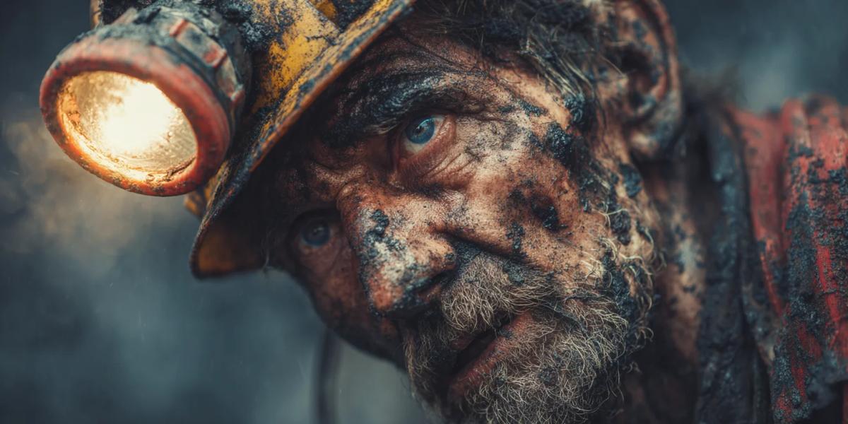 30 августа - День шахтера в Беларуси: что подарить коллеге и как поздравить без пафоса Шахтер в каске с фонарем, спокойный уважительный портрет на фоне индустриального света без текста - обложка статьи про День шахтера