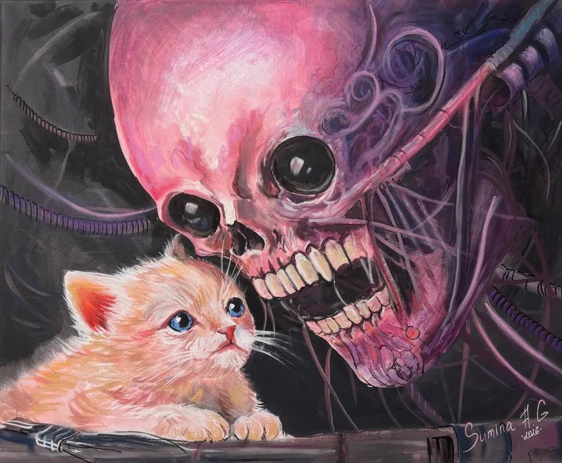 Рядом Рядом - сюжетная живопись, акрил, холст (60×50 см), авторская работа Анастасии Суминой, DRЁMA Art Gallery