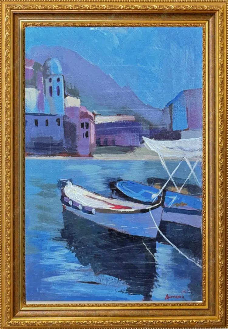 Этюд с лодочками Этюд с лодочками - пейзаж, акрил, двп, авторская работа Анастасии Суминой, DRЁMA Art Gallery
