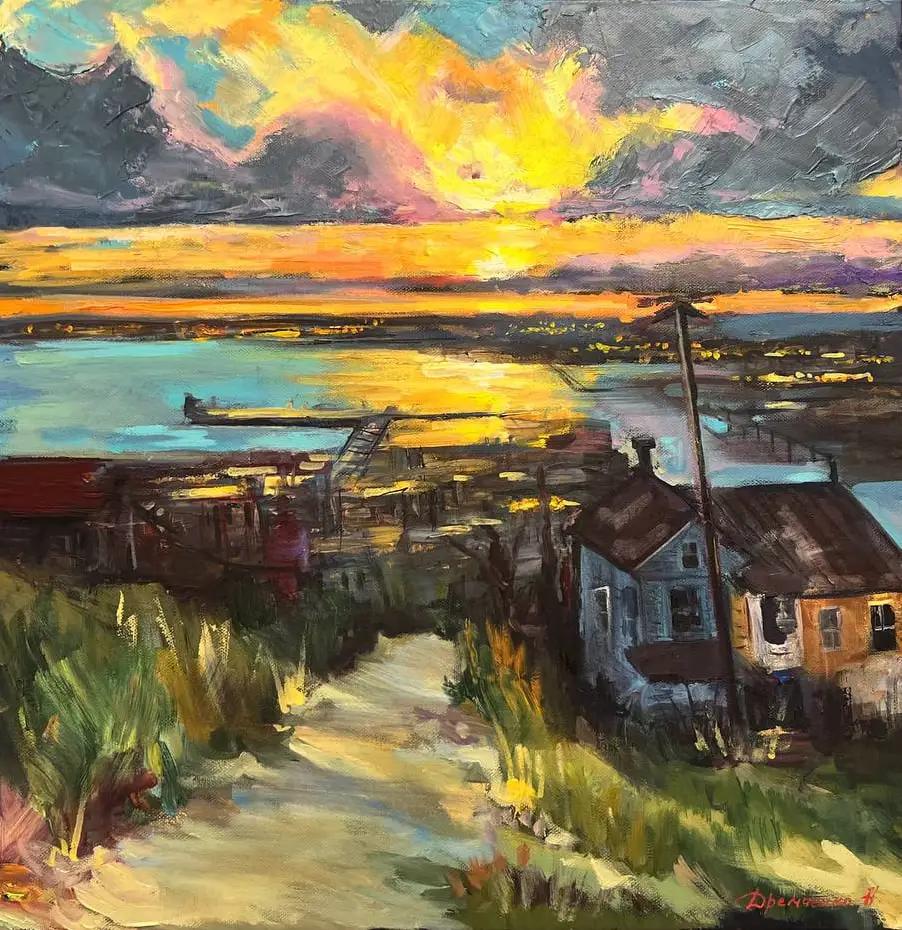 Картина по мотивам Disco Elysium Картина по мотивам Disco Elysium - игровое искусство, масло, холст, авторская работа Анастасии Суминой, DRЁMA Art Gallery