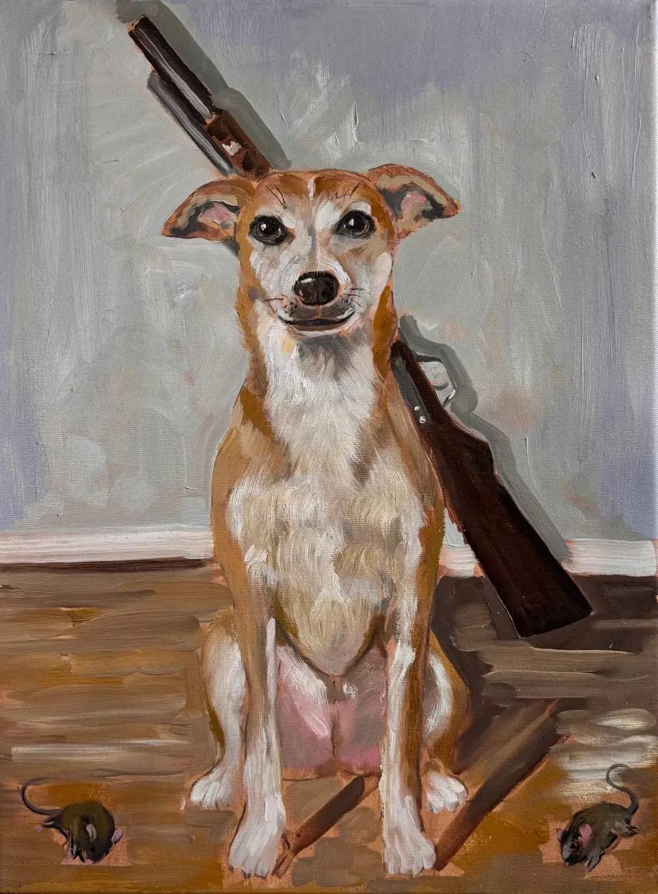 Портрет питомца: Джессика Портрет питомца: Джессика - портрет питомца, масло, холст (30×40 см), авторская работа Анастасии Суминой, DRЁMA Art Gallery
