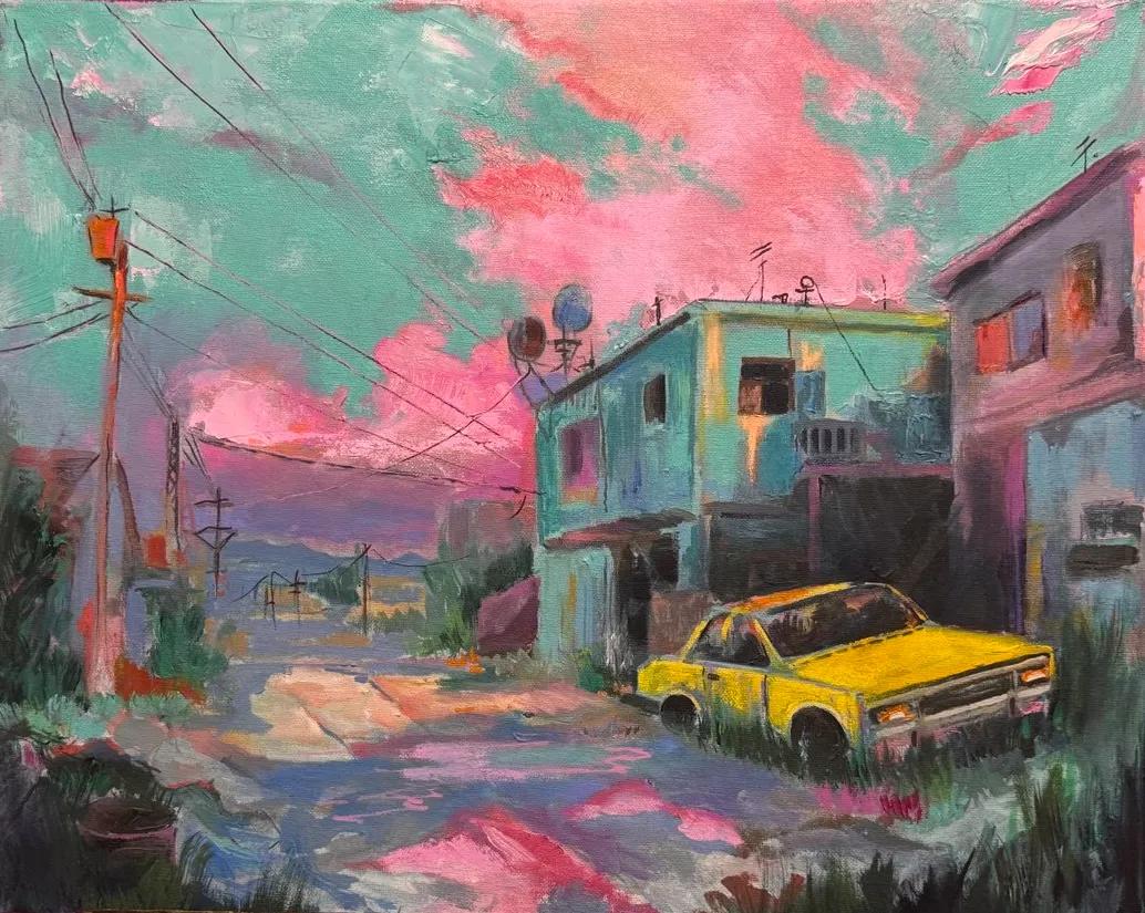 Желтая машина Желтая машина - пейзаж, масло, холст (50×40 см), авторская работа Анастасии Суминой, DRЁMA Art Gallery